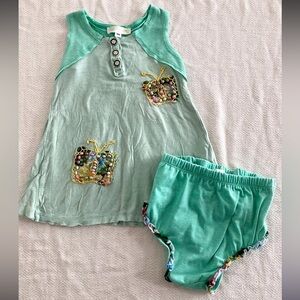 Baby Sara mint beaded butterfly ruffle set 18 months